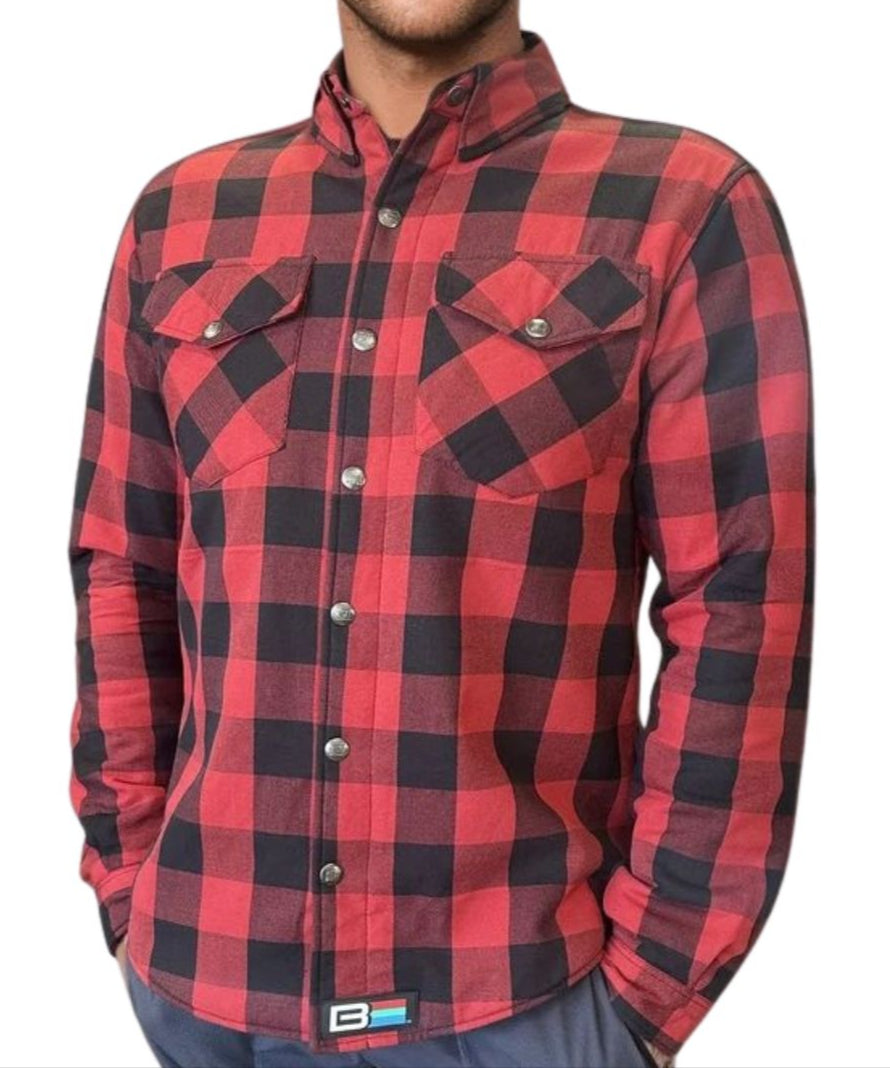 Kevlar Flannel Riding Shirt – Red + Black