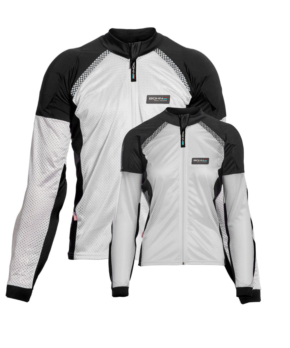 Black and White - Bohn Armor Mesh Airtex Armored Motorcycle Shirt