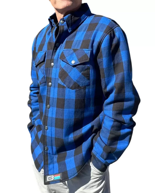 Flannel Riding Shirt- Blue + Black Plaid