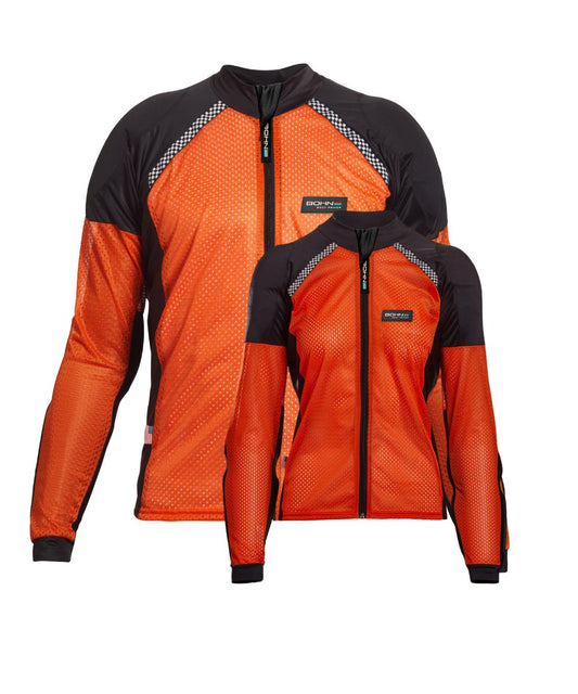 Orange - Bohn Armor Mesh Airtex Armored Motorcycle Shirt