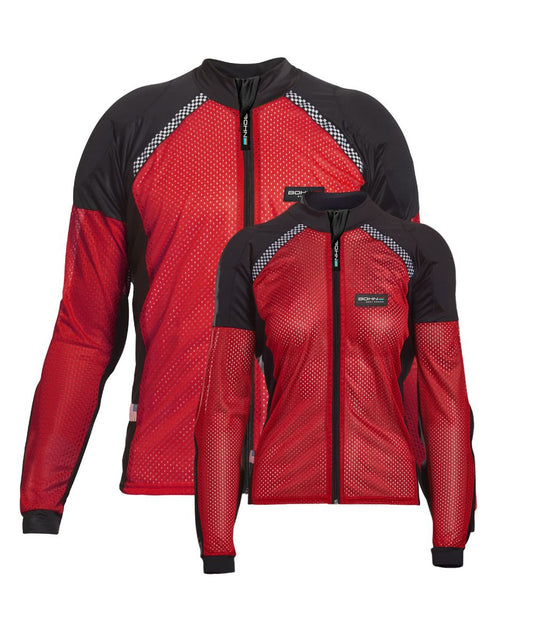 Red - Bohn Armor Mesh Airtex Armored Motorcycle Shirt