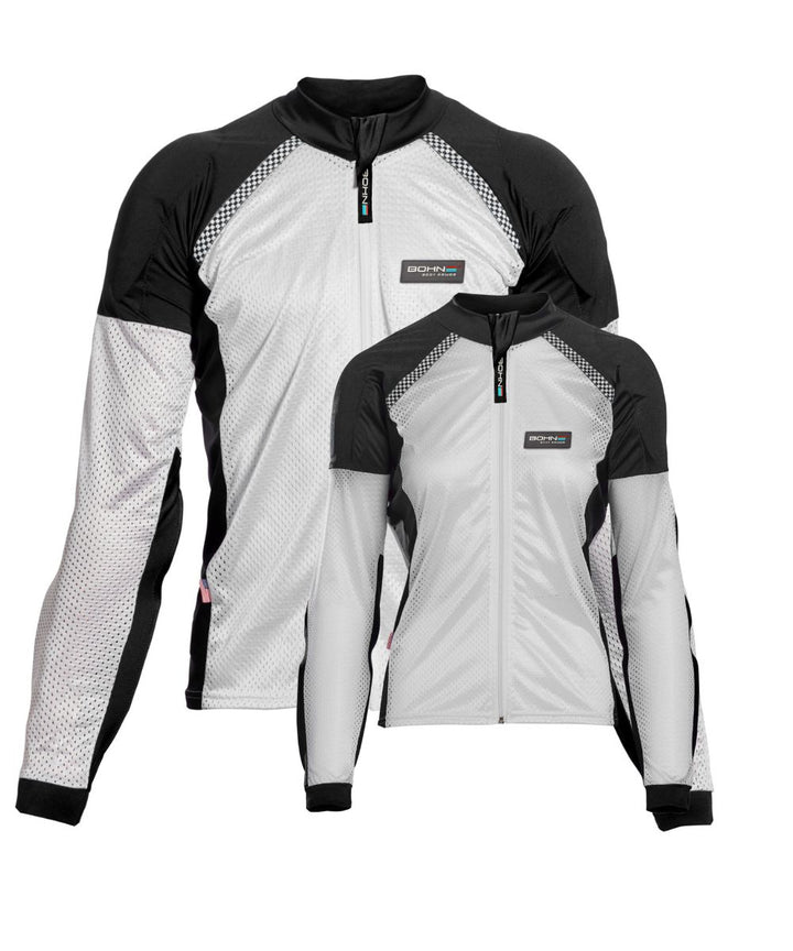 Black and White - Bohn Armor Mesh Airtex Armored Motorcycle Shirt