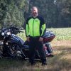 Rich wearing his all-season Adventure Armored Motorcycle Riding Pants under his Jeans and his Hi-Visibility Armored Riding Shirt