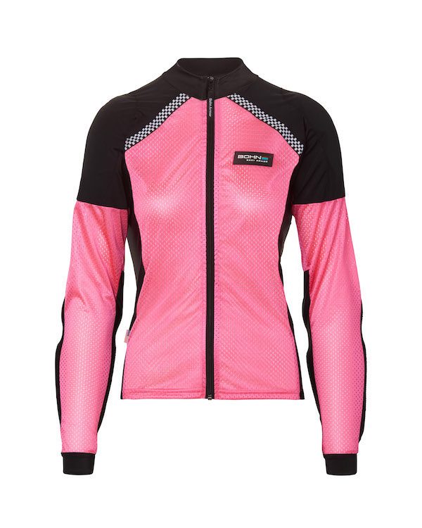 Front View of Bohn Body Armor - All-Season Airtex Pink Armored riding shirt