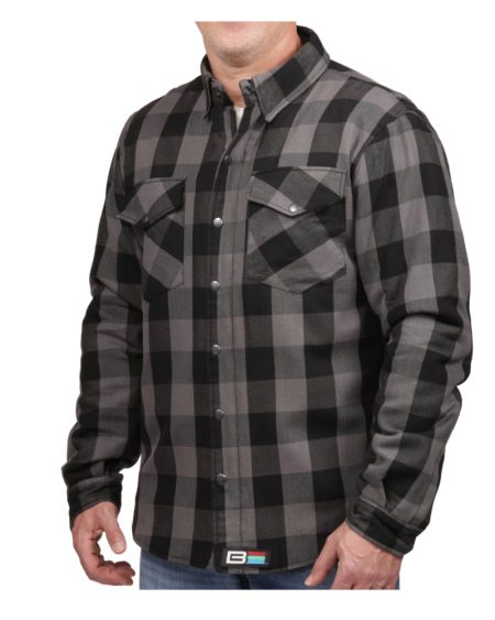 Bohn Kevlar Lined Armored Flannel - Grey-Black Front Side-Max-Quality