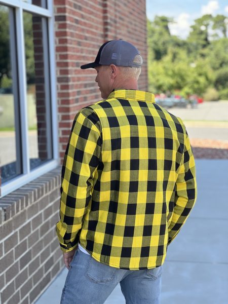 Motorcycle Flannel, Yellow and Black Plaid
