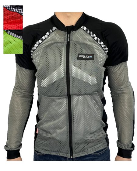 Grey Red and Hi-Visibility Adventure Armored Chest Protection Shirt-Max-Quality